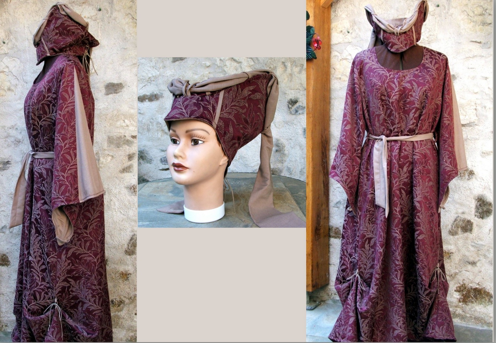 Ensemble médiévale robe et chapeau.